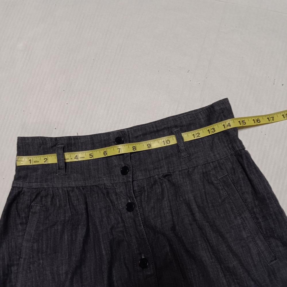 THEORY two-tone chambray denim button down skirt, 4 - Picture 7 of 11